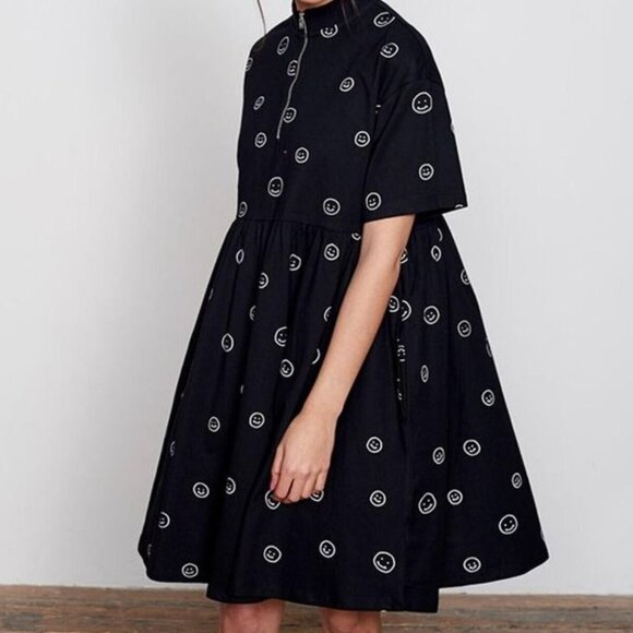 Lazy Oaf happy sad zip up smiley face black dress medium large M L XL bnwt - Picture 4 of 5